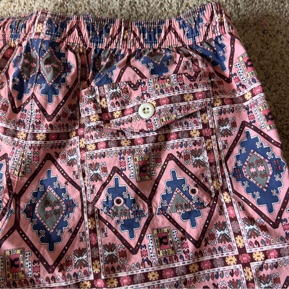 J.Crew Mens 6" Stretch Pink Geometric Print ECONYL Nylon Swim Trunks Size Large - Picture 7 of 7